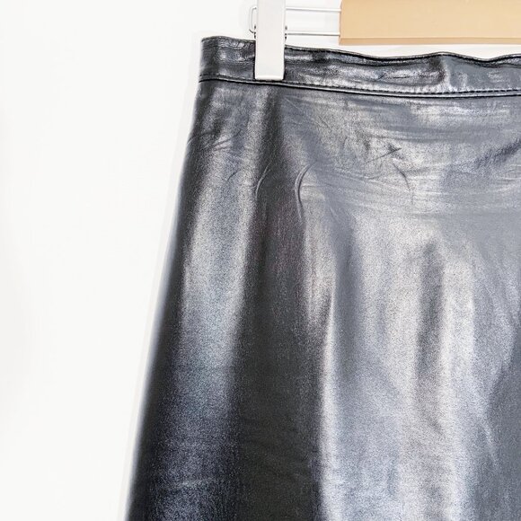 Vintage Black Leather Skirt / size 28 inch waist/ size Medium - Picture 4 of 10